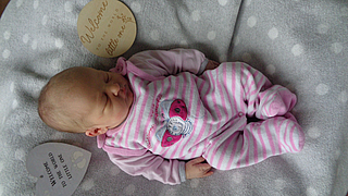 Mia Sophie Setzepfand aus Sondershausen, geb. am 06.07.2026 um 17:44 Uhr, 49 cm, 3270 g. Foto: Station/privat