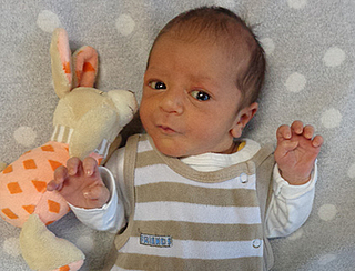 Ibrahim Adam aus Sondershausen, geboren am 10.02.2026 mit 2970 g und 50 cm. Foto: Station/privat