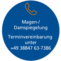 Button telefonische Terminvereinbarung Magen-/Darmspiegelung